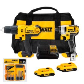 Taladro Percutor + Ator. Impacto 20v Dewalt DCK222D2 + Set