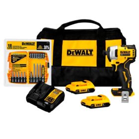 Atornillador Impacto Brushless Dewalt 1/4" 20v +Kit 18 Pzas