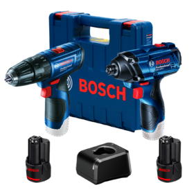 Kit Combo Bosch 12V Taladro Atornillador Percutor 3/8" GSB 120-LI 30Nm + Atornillador de Impacto 1/4" GDR 120-LI 100Nm