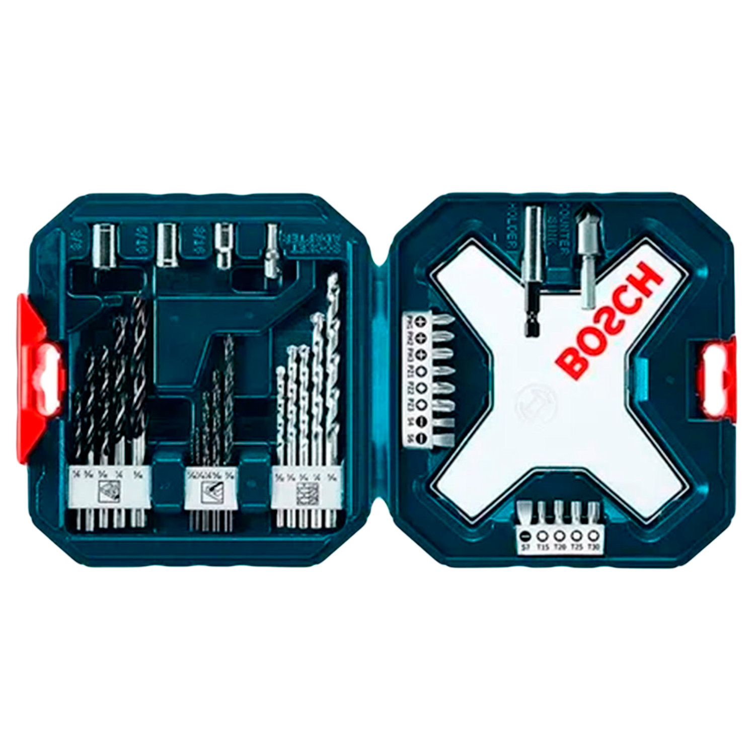 GSB 16 RE Taladro Percutor Bosch 1/2" 750W + Set de Brocas y Puntas X-LINE 34 PCS